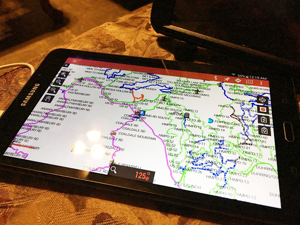 Tablet with trail maps
